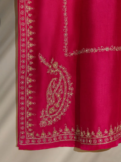AGHANOOR 3 PIECE SILK  NET EMBROIDERED SUIT