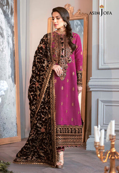 Asim Jofa Embroidered Raw Silk 3 piece Suit