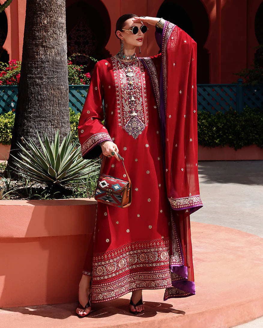 MUSHQ NUVERA RAW SILK EMBROIDERED 3 PIECE