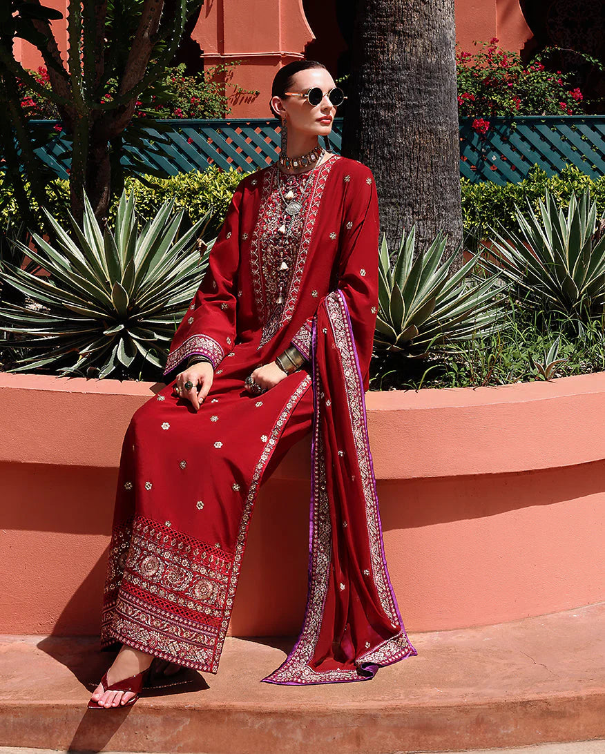 MUSHQ NUVERA RAW SILK EMBROIDERED 3 PIECE