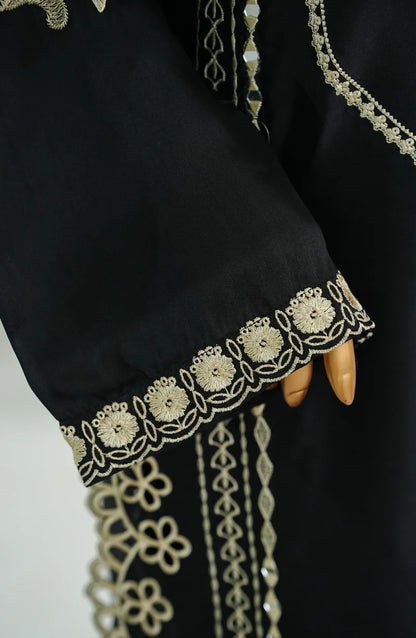 AMNA KHADIJA LUXE SILK EMBROIDERED CO-ORDS-BLACK