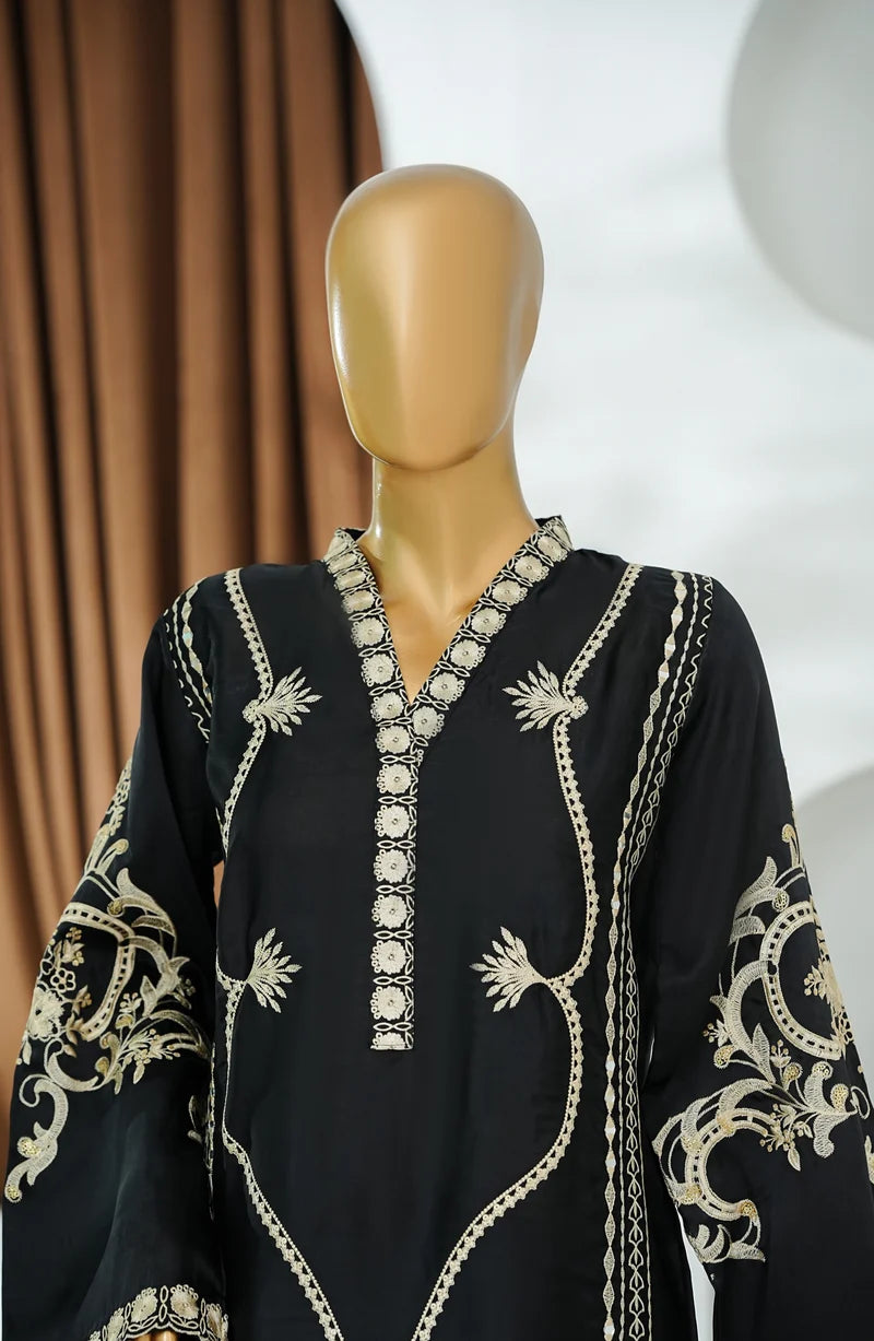 AMNA KHADIJA LUXE SILK EMBROIDERED CO-ORDS-BLACK