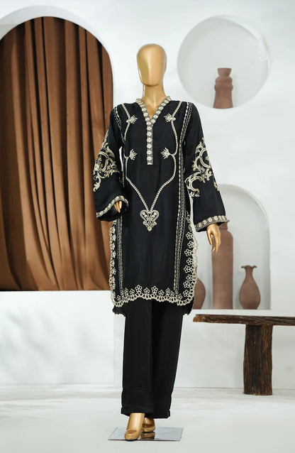 AMNA KHADIJA LUXE SILK EMBROIDERED CO-ORDS-BLACK