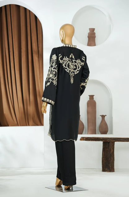 AMNA KHADIJA LUXE SILK EMBROIDERED CO-ORDS-BLACK