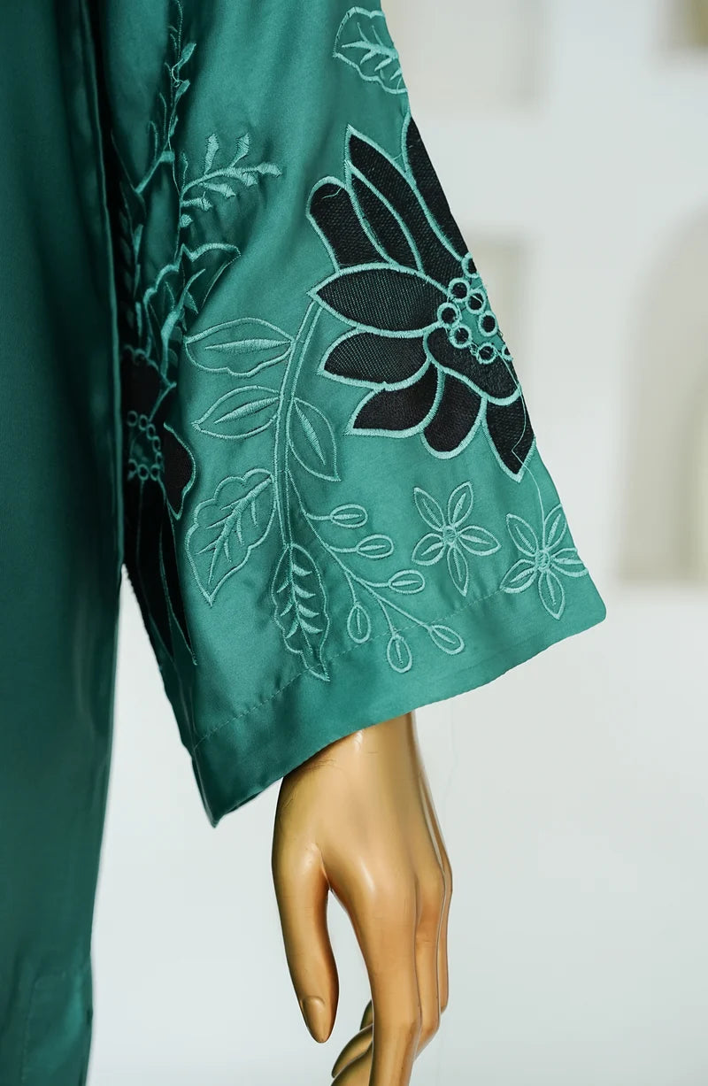 AMNA KHADIJA SILK EMBROIDERED CO-ORDS (SHIRT & PANTS)-Green