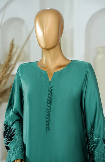 AMNA KHADIJA SILK EMBROIDERED CO-ORDS (SHIRT & PANTS)-Green