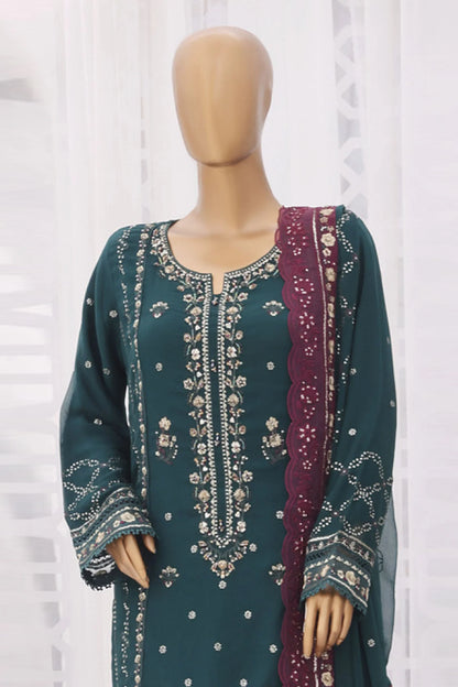 Sada-E-Noor Embroidered Chiffon 3 Piece-Teal
