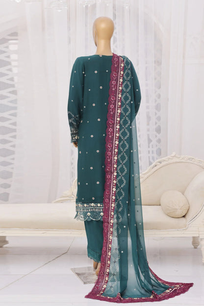 Sada-E-Noor Embroidered Chiffon 3 Piece-Teal