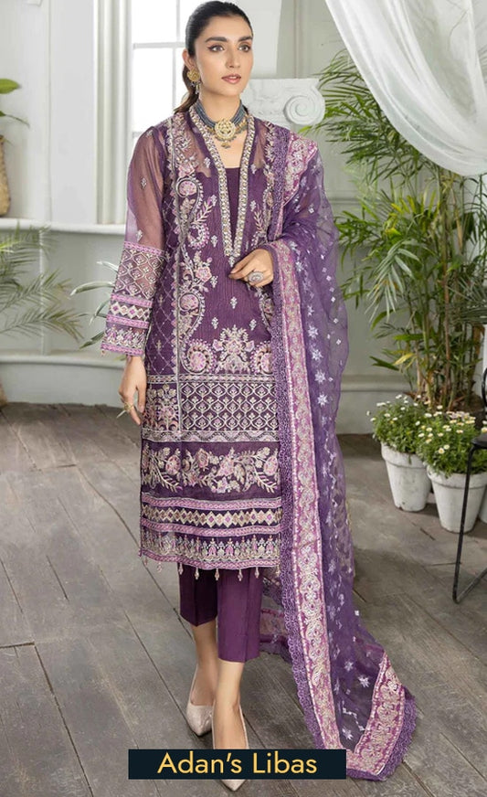 Adan's Libas Organza Embroidered 3 Piece Suit