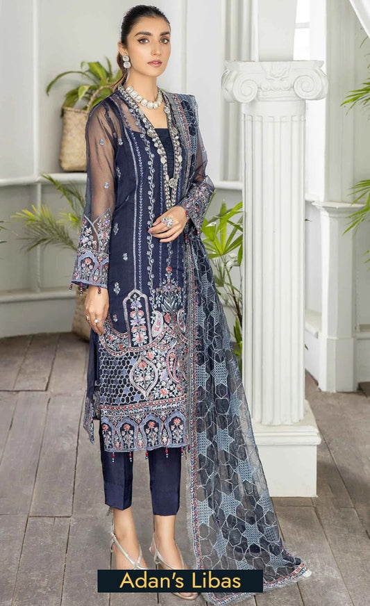 Adan's Libas Organza Embroidered 3 Piece Suit