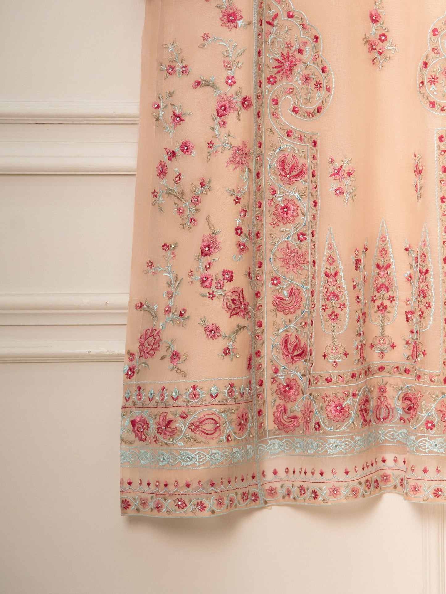 Aghanoor Heavily Embroidered Organza 3 Piece Suit