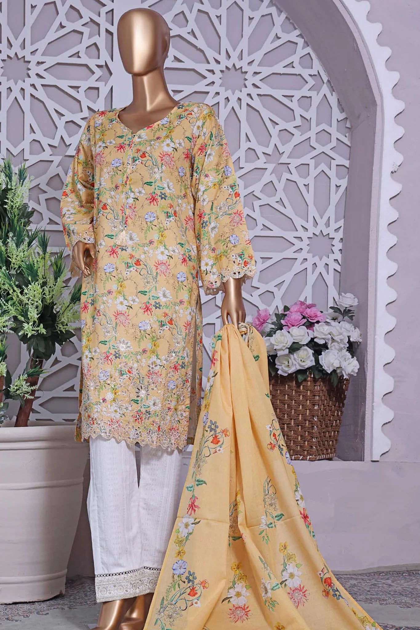 Bin Saeed Lawn Stitched 3 Piece Suit