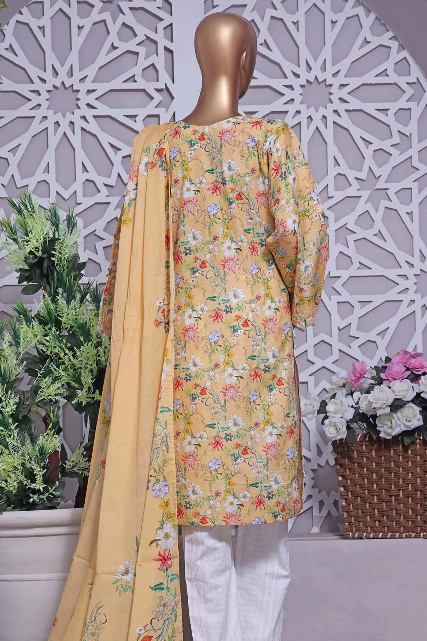 Bin Saeed Lawn Stitched 3 Piece Suit