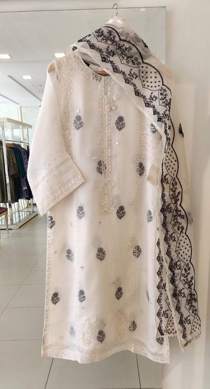 AGHANOOR 3 PIECE 100% PURE ORGANZA SUIT