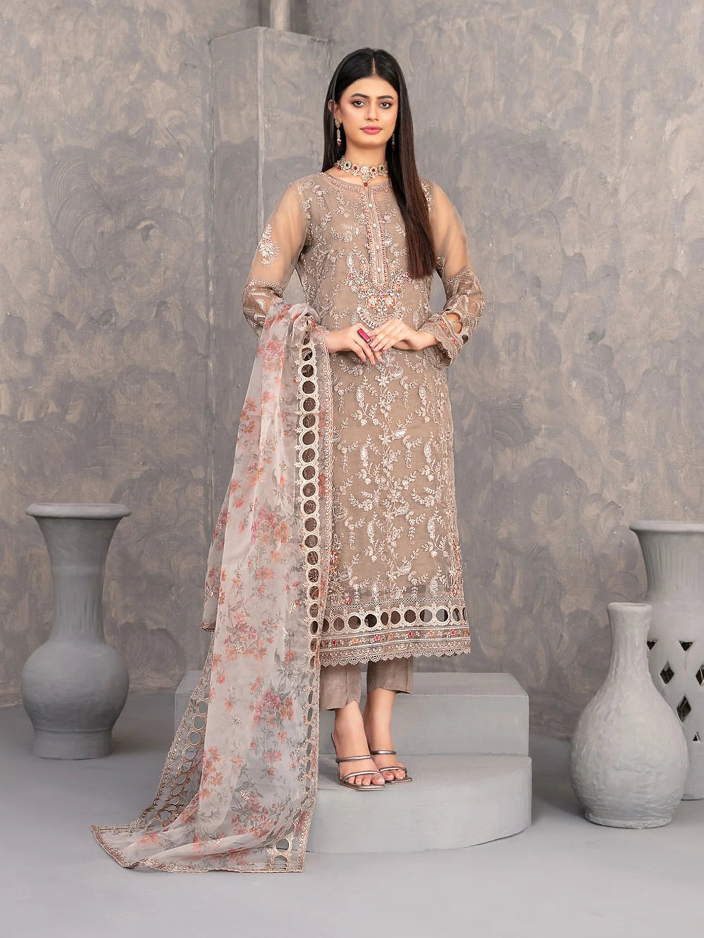 Tawakkal Dilkash Heavily Embroidered Organza 3 Piece
