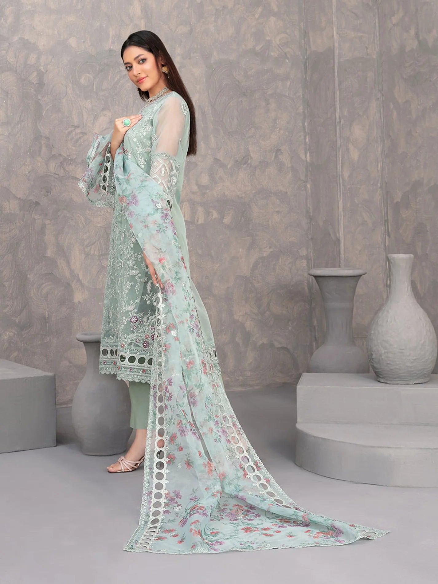 Tawakkal Dilkash Heavily Embroidered Organza 3 Piece