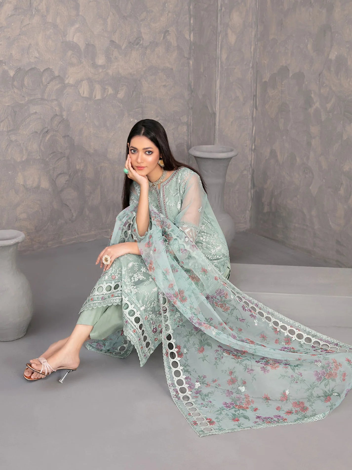 Tawakkal Dilkash Heavily Embroidered Organza 3 Piece