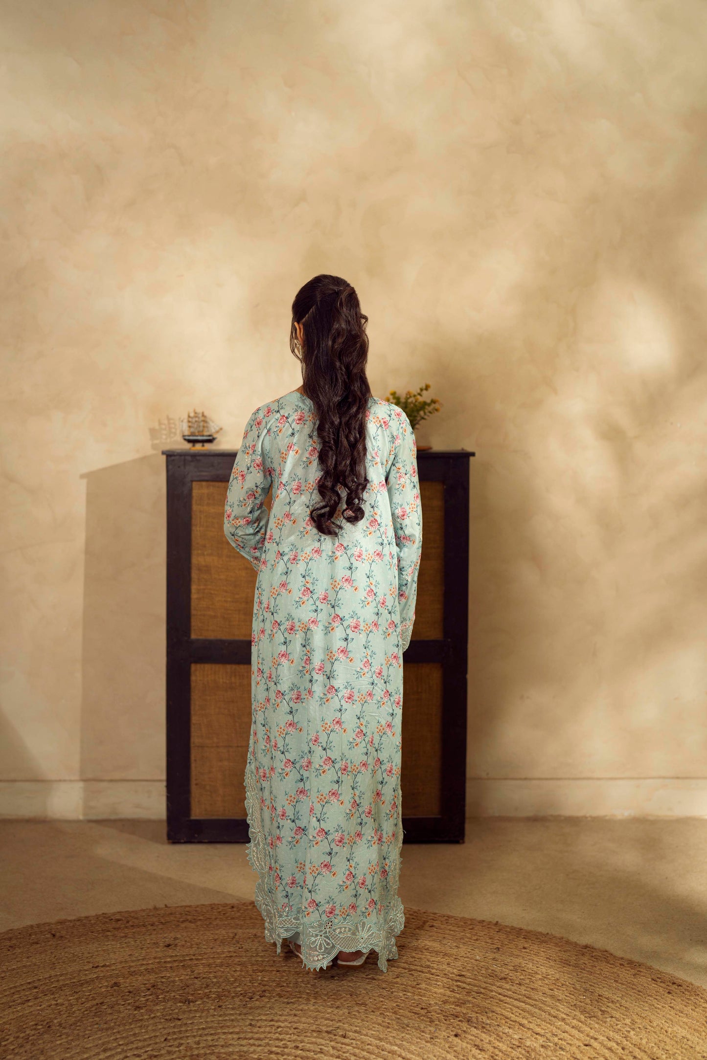 Guzel Embroidered & Printed Kaftan with Trouser-Noren-Nyra