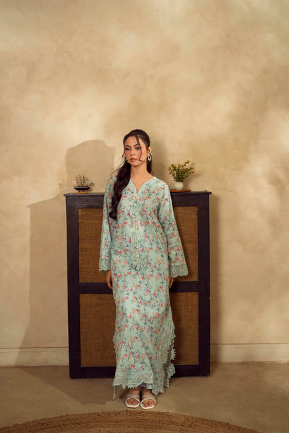Guzel Embroidered & Printed Kaftan with Trouser-Noren-Nyra