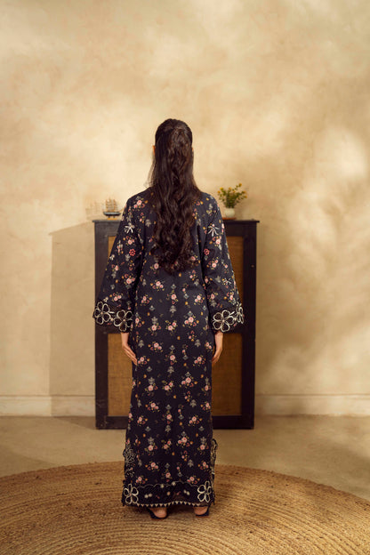 Guzel Embroidered & Printed Kaftan with Trouser-Mael-Nyra