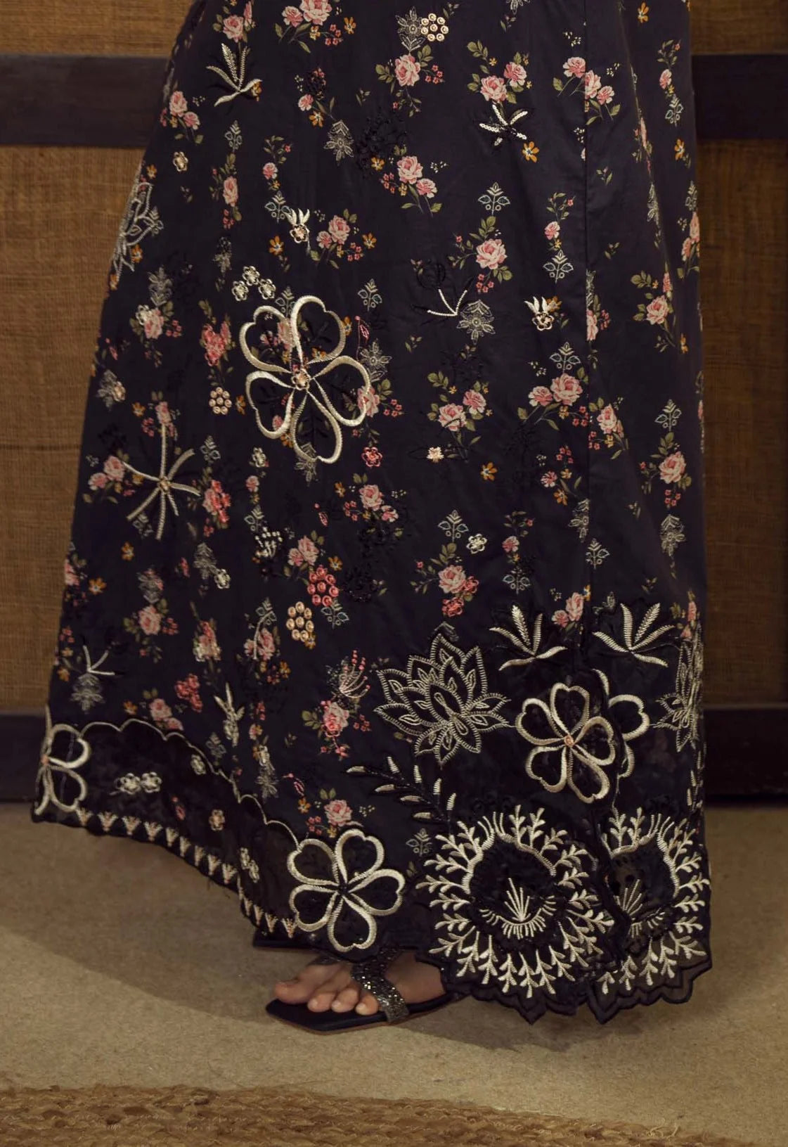 Guzel Embroidered & Printed Kaftan with Trouser-Mael-Nyra