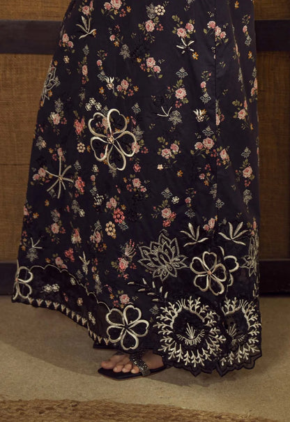 Guzel Embroidered & Printed Kaftan with Trouser-Mael-Nyra