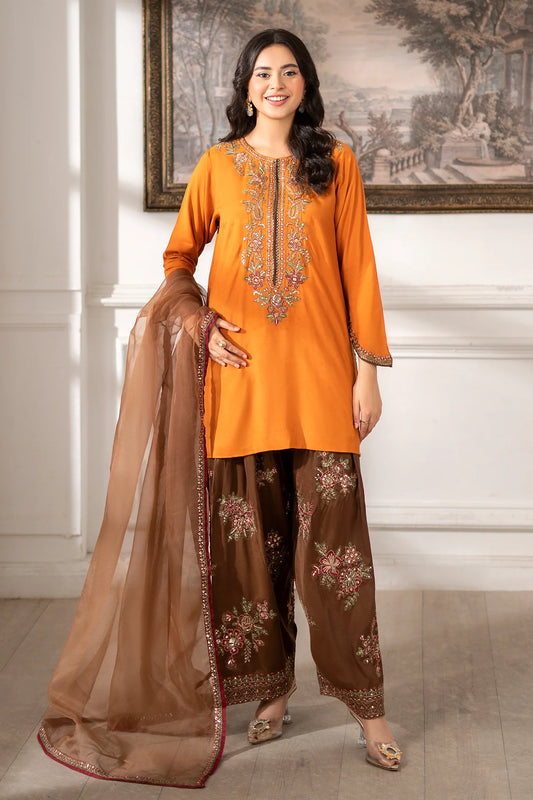 Charizma Embroidered Raw Silk 3 Piece Suit