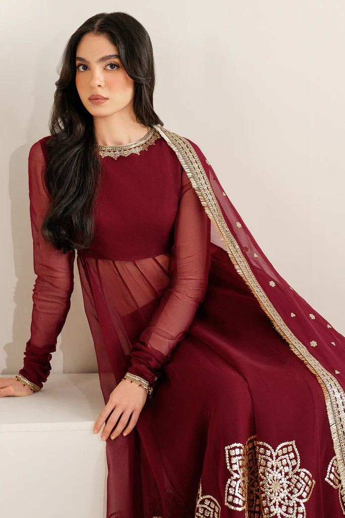 Jazmin Pakistani Chiffon Designer Wear-Maroon