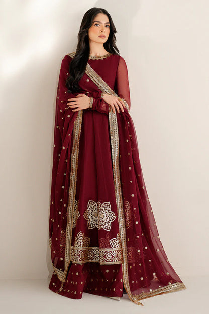 Jazmin Pakistani Chiffon Designer Wear-Maroon