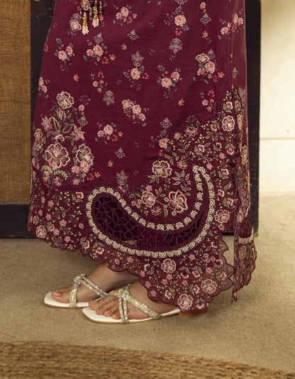 Guzel Embroidered & Printed Kaftan with Trouser-Veira-Nyra