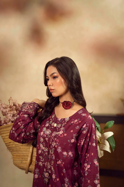 Guzel Embroidered & Printed Kaftan with Trouser-Veira-Nyra