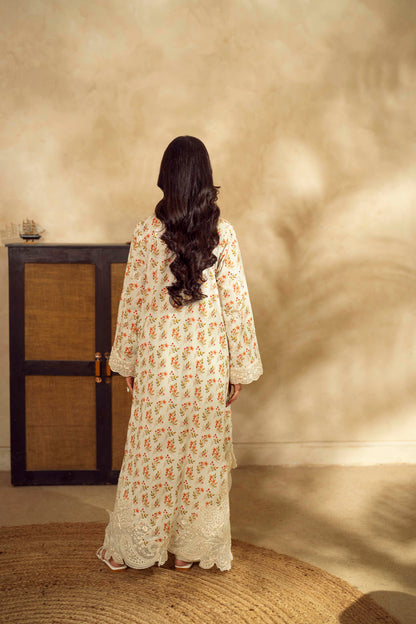 Guzel Embroidered & Printed Kaftan with Trouser-Zayra