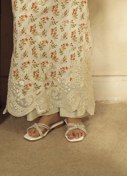 Guzel Embroidered & Printed Kaftan with Trouser-Zayra