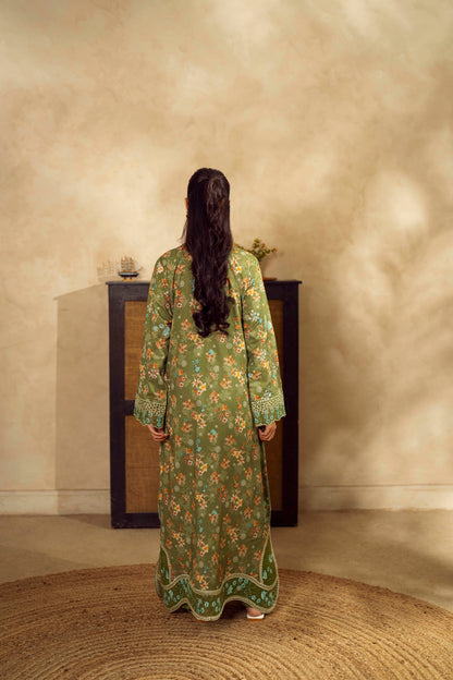 Guzel Embroidered & Printed Kaftan with Trouser-Mehr-Nyra