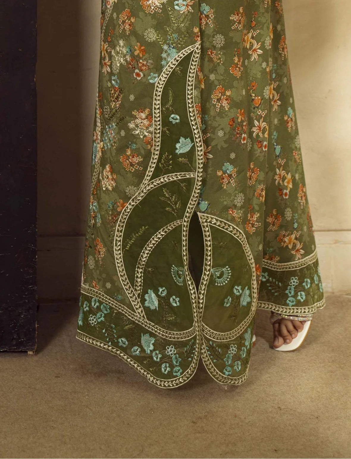 Guzel Embroidered & Printed Kaftan with Trouser-Mehr-Nyra