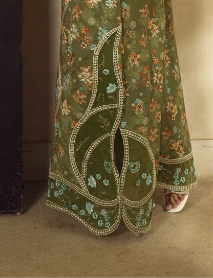 Guzel Embroidered & Printed Kaftan with Trouser-Mehr-Nyra
