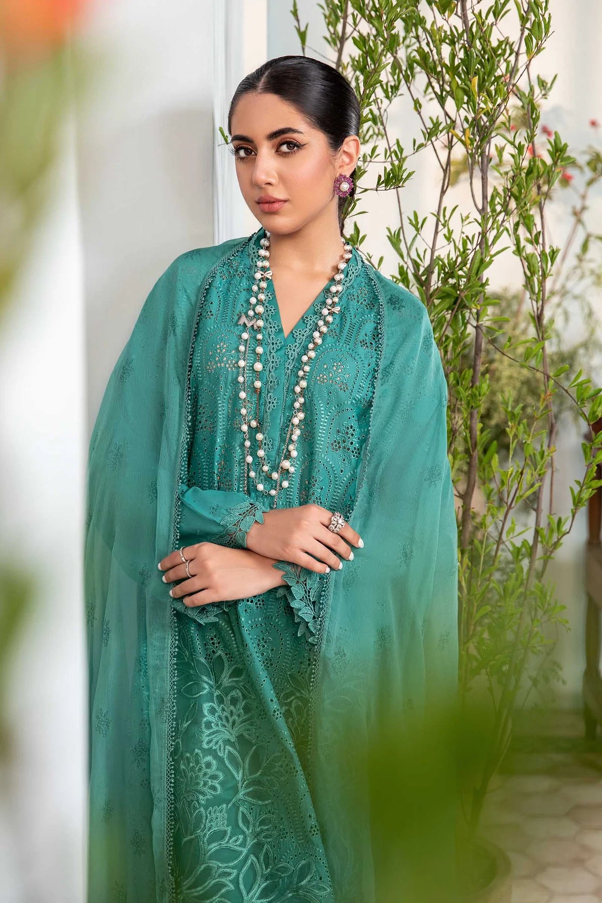 MARIA B. LUXURY EMBROIDERED CHIKANKARI LAWN 3 PIECE SUIT