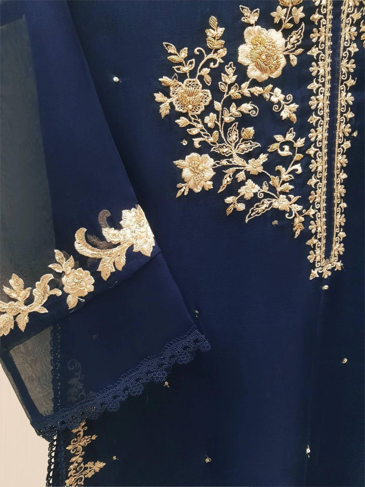 AGHANOOR 3 PIECE PURE ORGANZA EMBROIDERED SHIRT, DUPATTA and SILK PANT