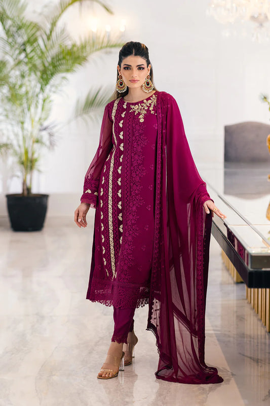 Azure Stitched Glooming Diva-Embroidered Chiffon 3 Piece Suit