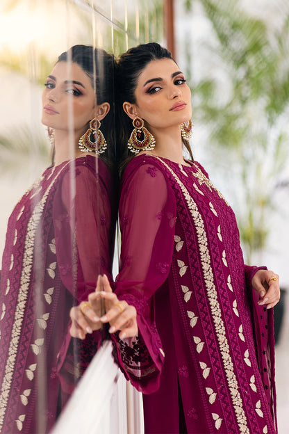 Azure Stitched Glooming Diva-Embroidered Chiffon 3 Piece Suit