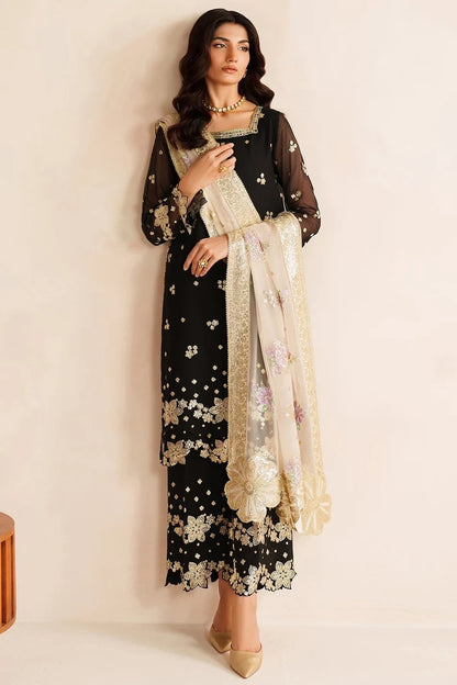 Farasha Black Chiffon "Gold Shadow" Formals