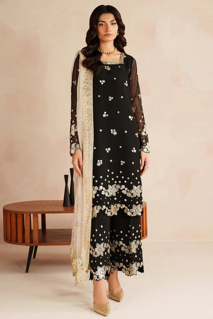 Farasha Black Chiffon "Gold Shadow" Formals