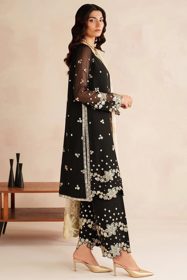 Farasha Black Chiffon "Gold Shadow" Formals