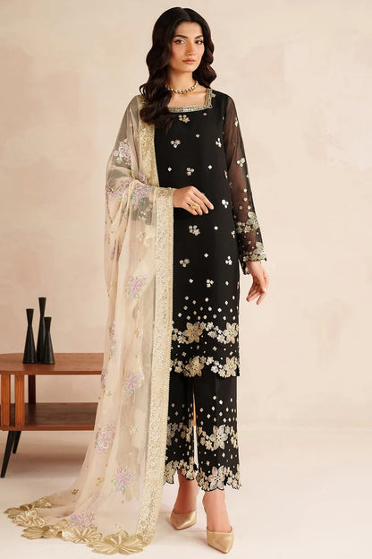 Farasha Black Chiffon "Gold Shadow" Formals