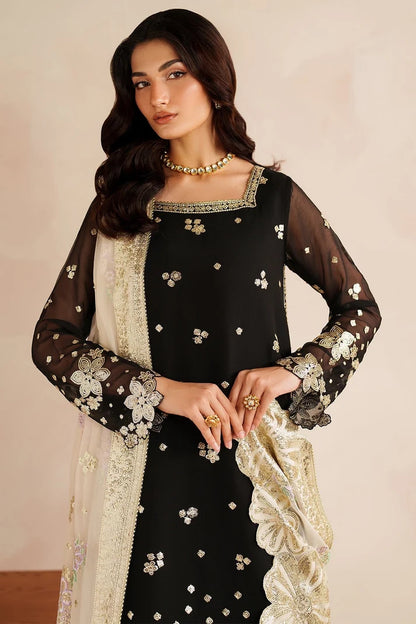 Farasha Black Chiffon "Gold Shadow" Formals