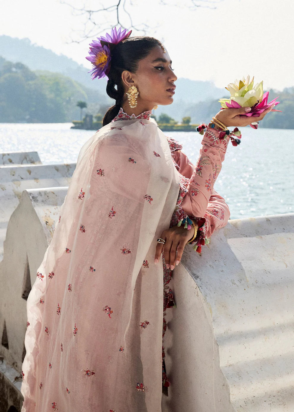 Hussain Rehar Embroidered Luxury Lawn 3 Piece- Peaar