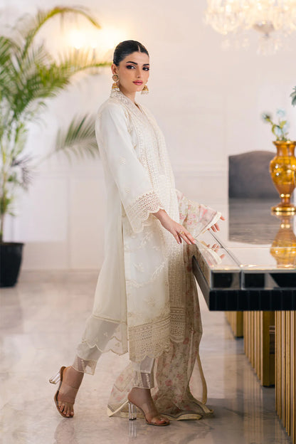 Azure Heaven Bliss-Embroidered Chiffon 3 Piece Suit