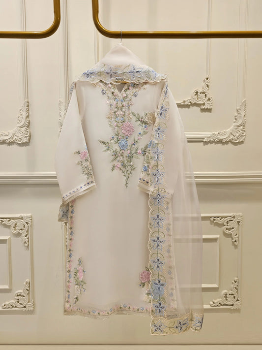 Aghanoor Embroidered Organza 3 Piece Suit