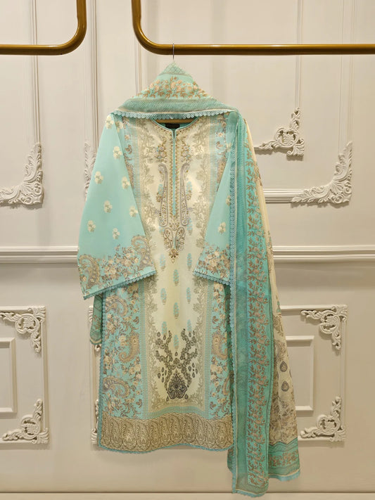 AGHANOOR DIGITAL EMBROIDERED LAWN SHIRT WITH DUPATTA