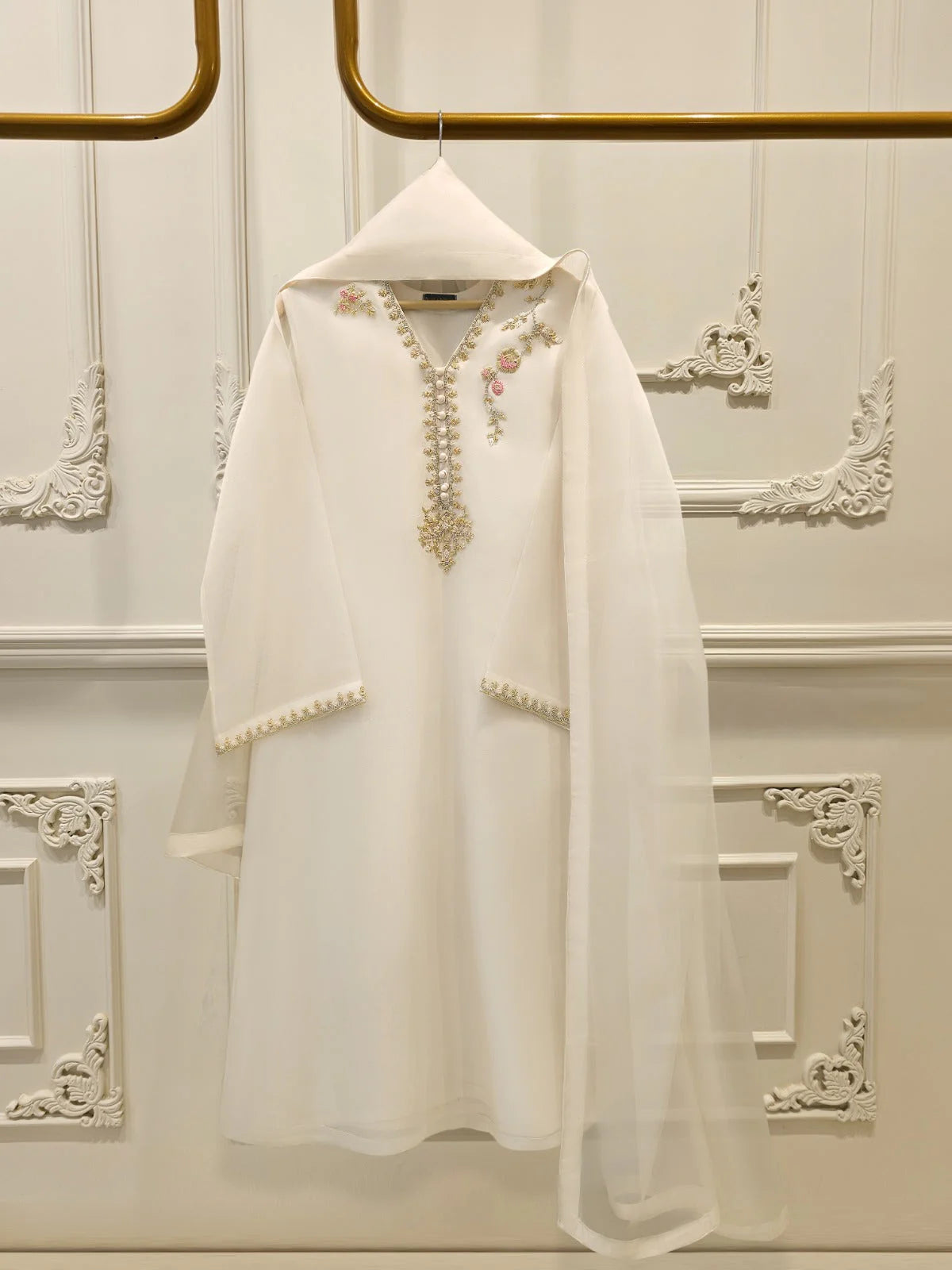 Aghanoor Embroidered A Line Organza 3 Piece Suit